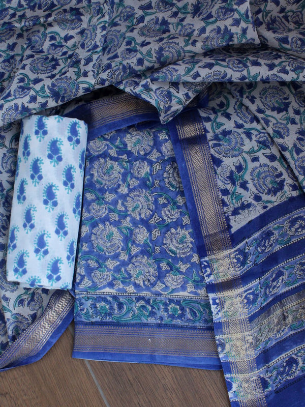 Hand Block Printed Maheshwari Dress Material
