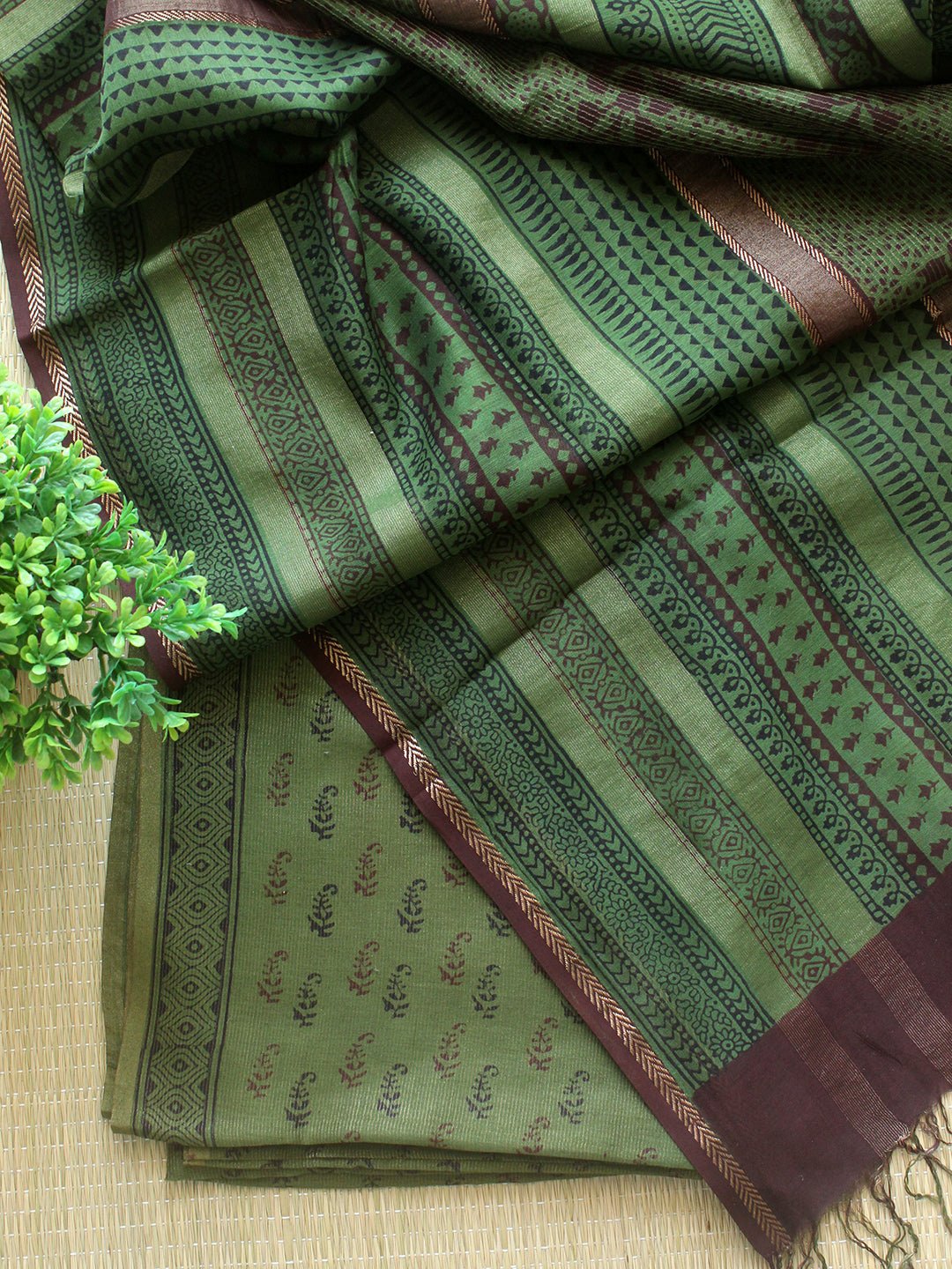 Panak Green Bagru Dress Material main image 0