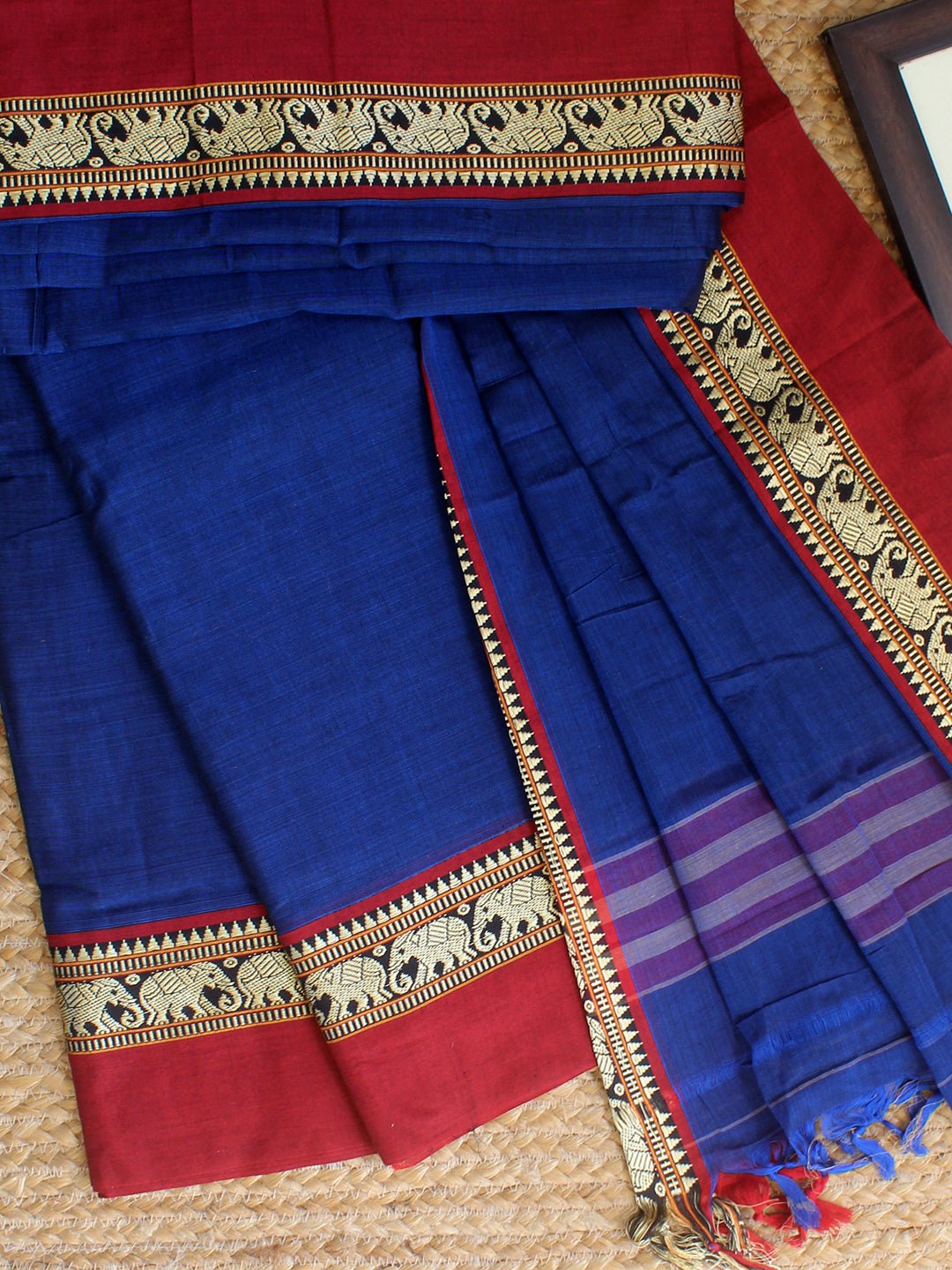 Grey - 3pc Cotton Unstitched Dharwad Dress Material with Border 08 main image 1