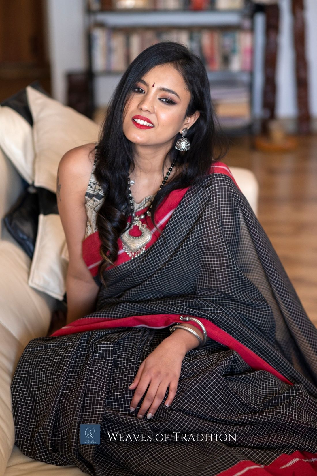 Maroon Patteda Anchu Cotton Saree