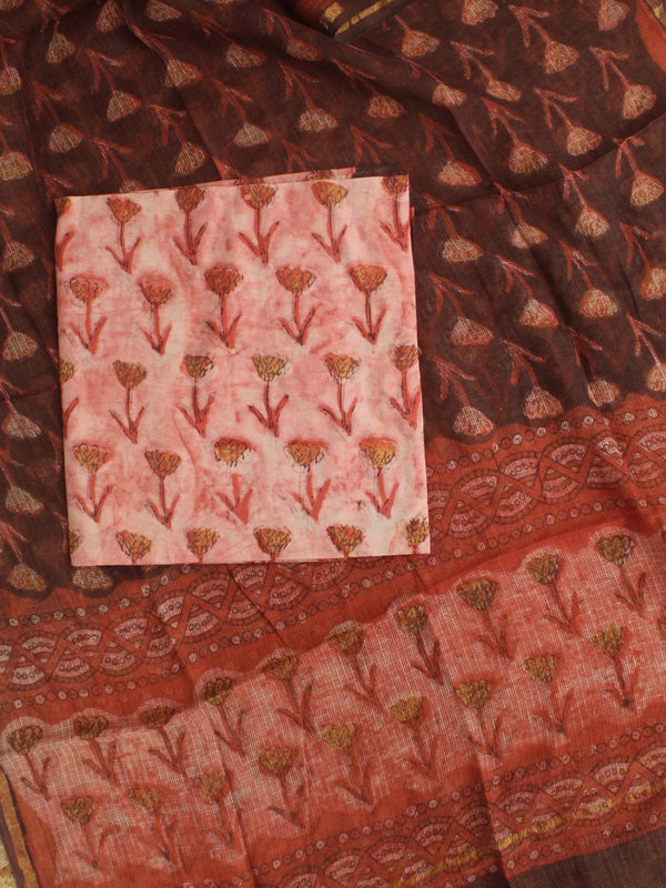 Hand Block Printed Dress Material With Kota Doria Dupatta