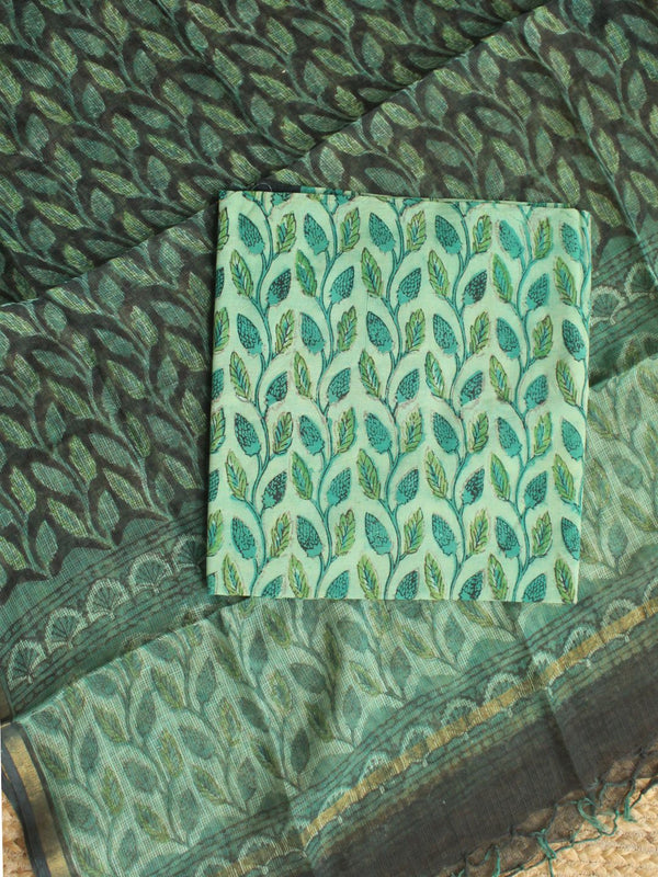 Hand Block Printed Dress Material With Kota Doria Dupatta