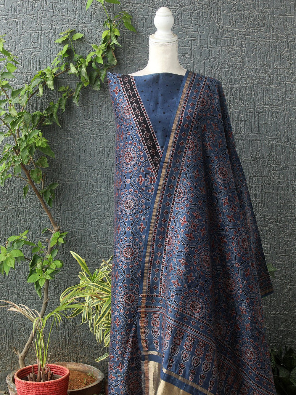 printed silk dress material Zaarita Blue Printed Modal Silk Dress Material