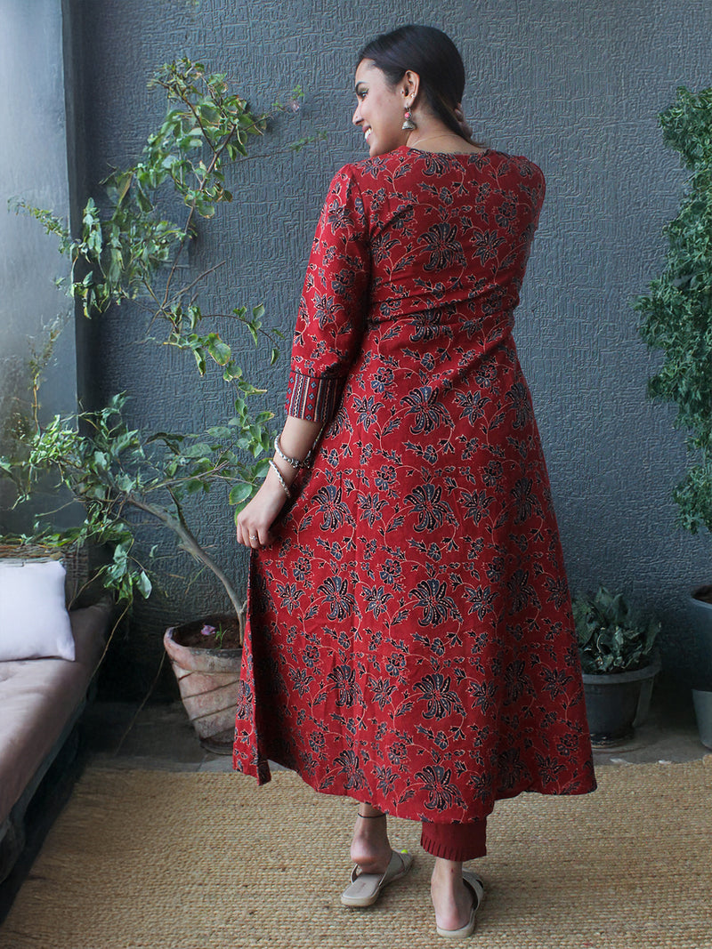Alana Ajrakh Hand Block Printed A-Line Cotton Kurta