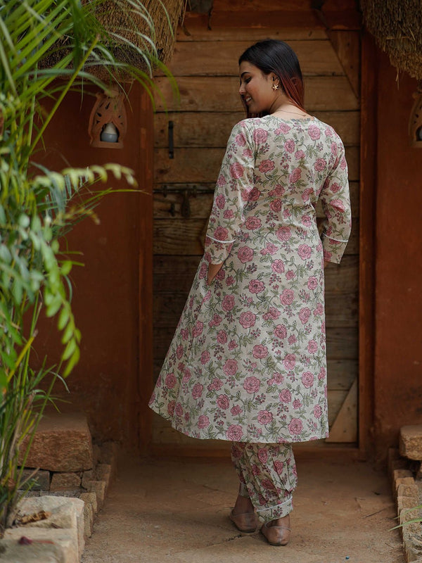 Annie Bagru Hand Block Printed Coord Set with Afghan Salwar - Weaves of Tradition