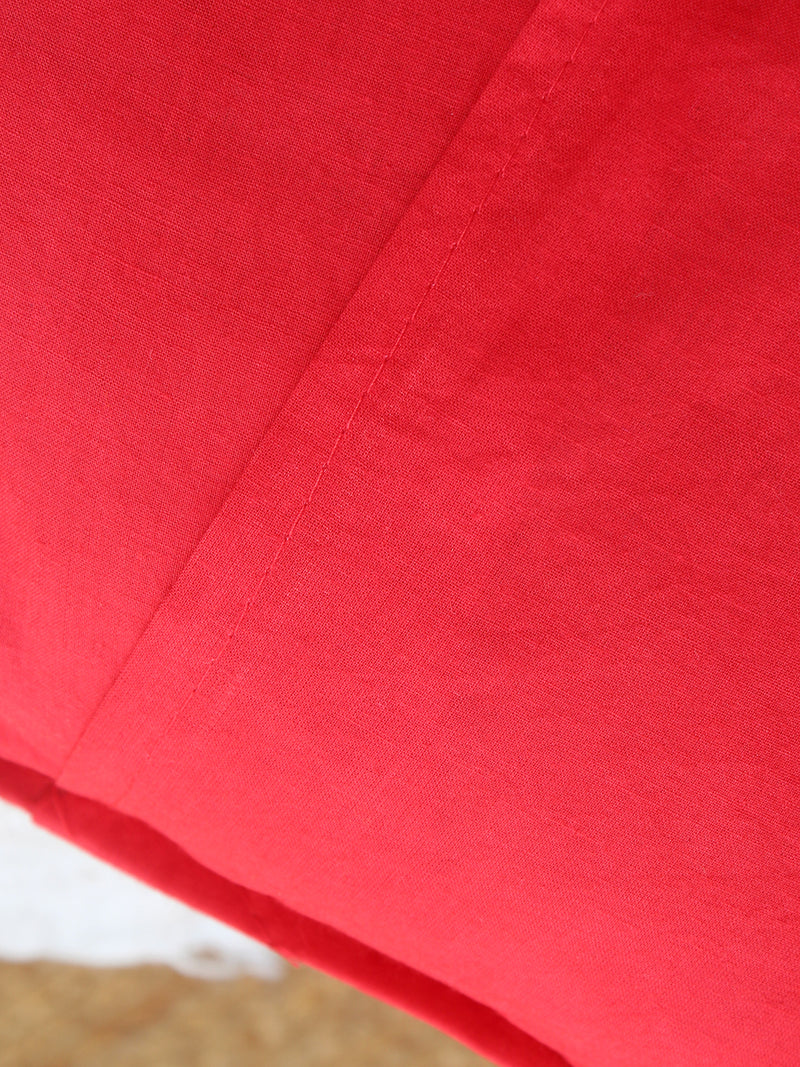 Red Chanderi Silk Applique Cushion Cover