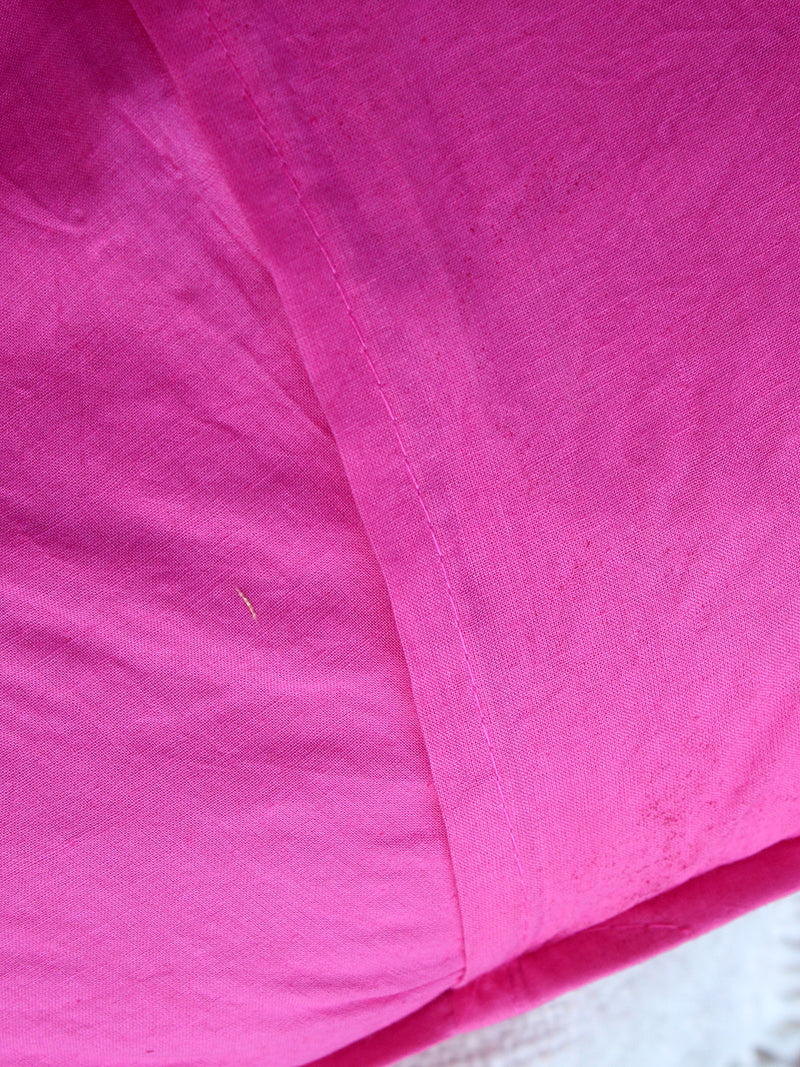 Fuscia Pink Chanderi Silk Applique Cushion Cover