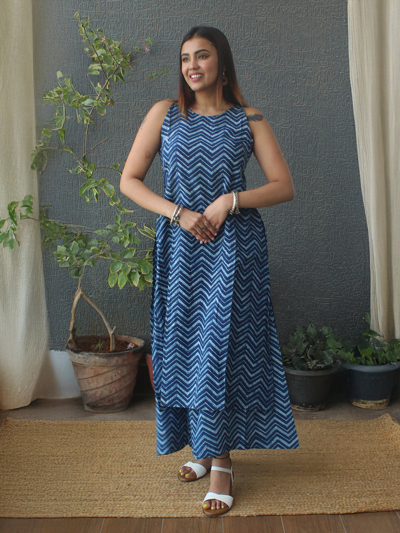 Neel Akola Indigo Hand Block Printed Coord Set