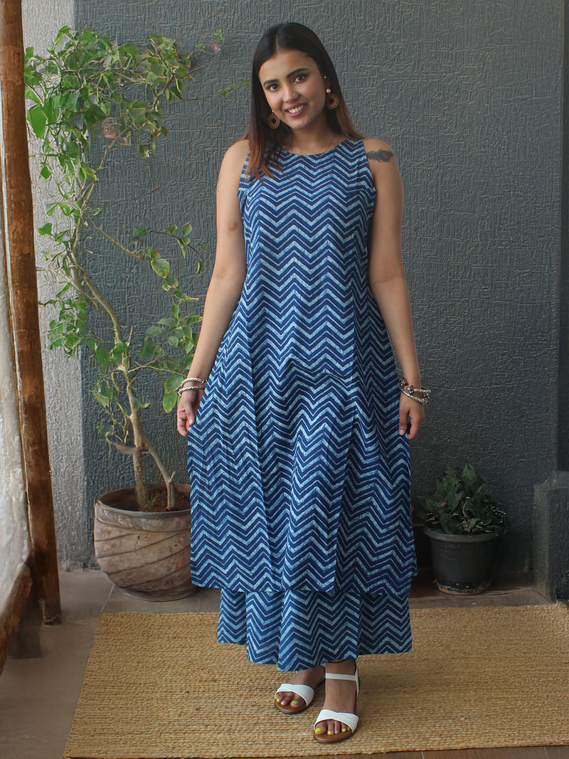 Neel Akola Indigo Hand Block Printed Coord Set