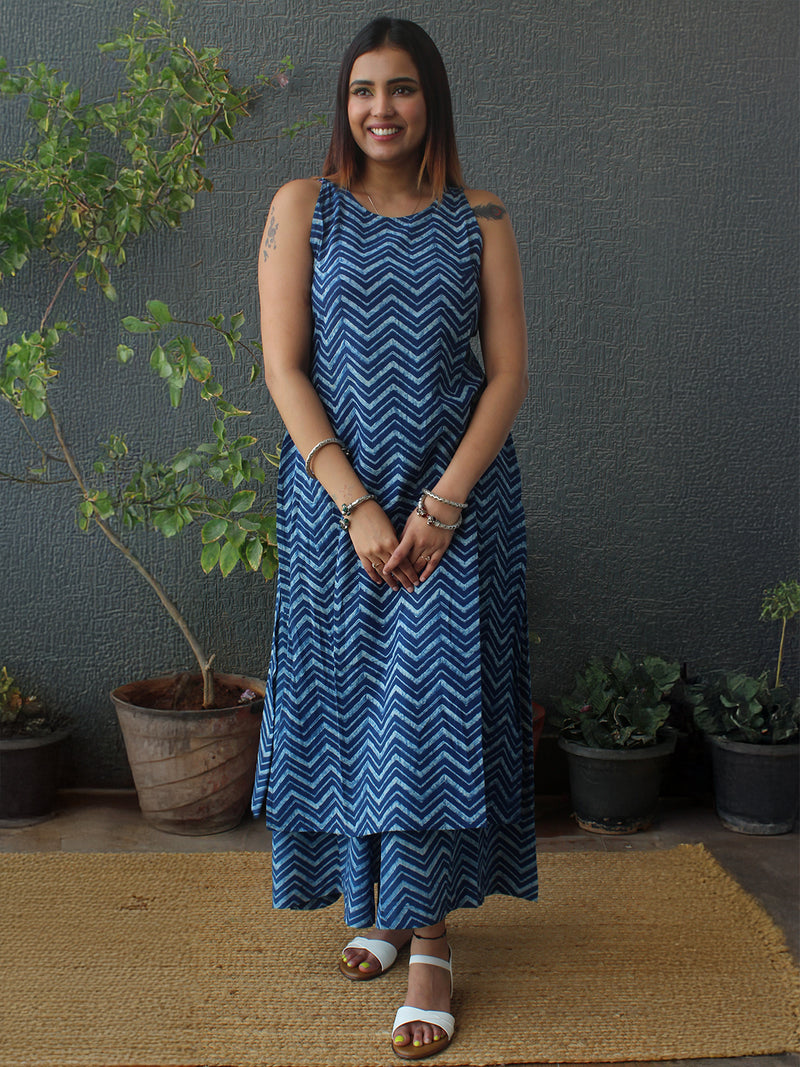 Neel Akola Indigo Hand Block Printed Coord Set