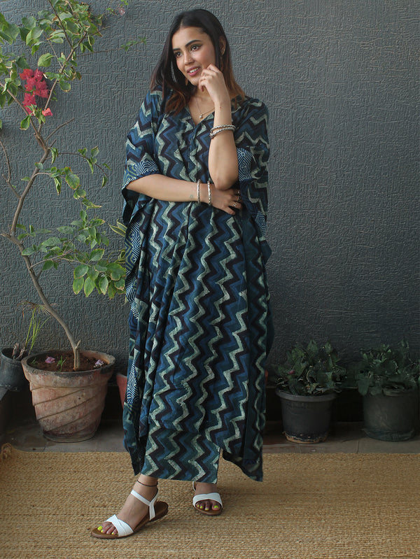 Meira Bagru Mul Cotton Kaftan and Palazzo Coord Set