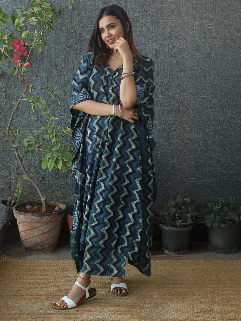 Meira Bagru Mul Cotton Kaftan and Palazzo Coord Set