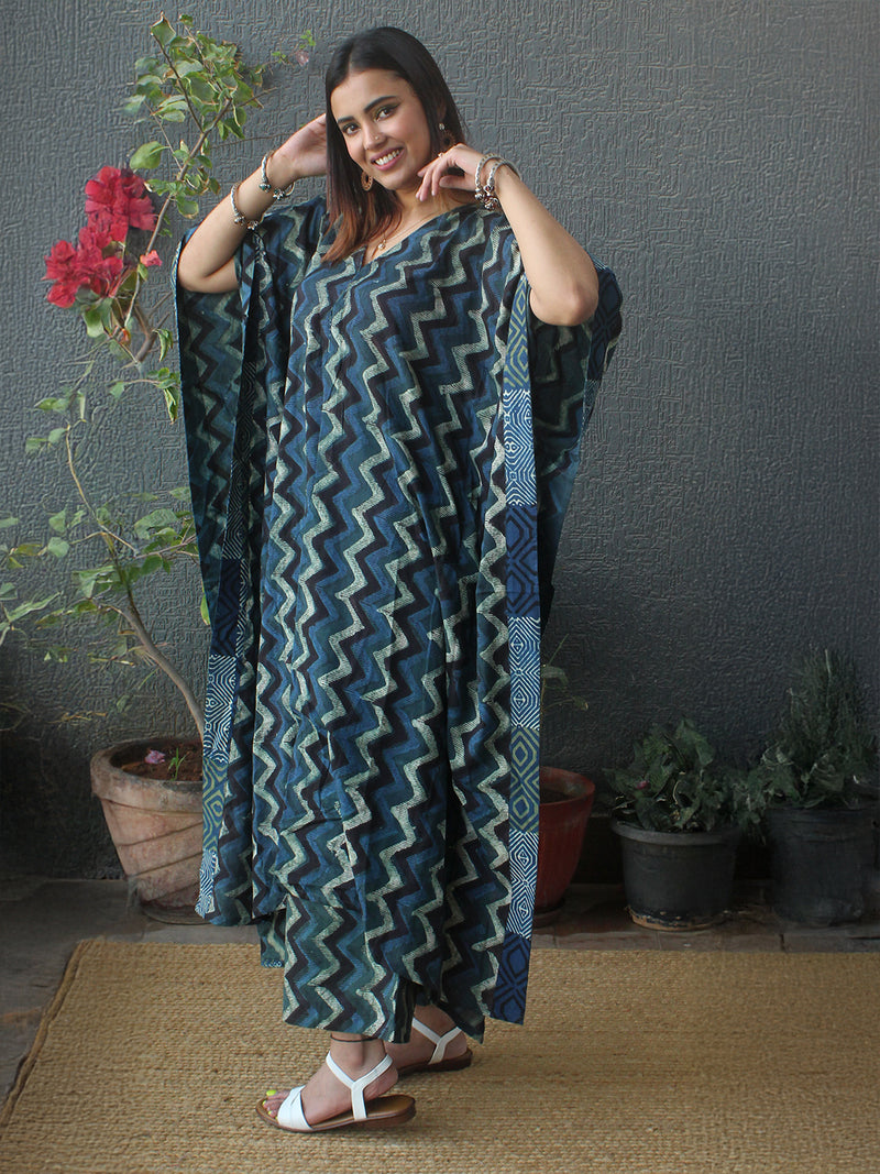 Meira Bagru Mul Cotton Kaftan and Palazzo Coord Set