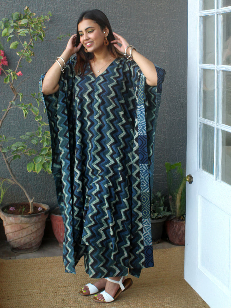 Meira Bagru Mul Cotton Kaftan and Palazzo Coord Set