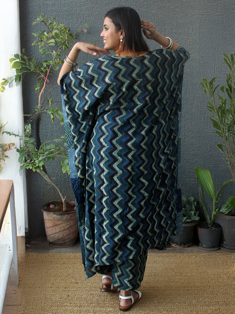 Meira Bagru Mul Cotton Kaftan and Palazzo Coord Set