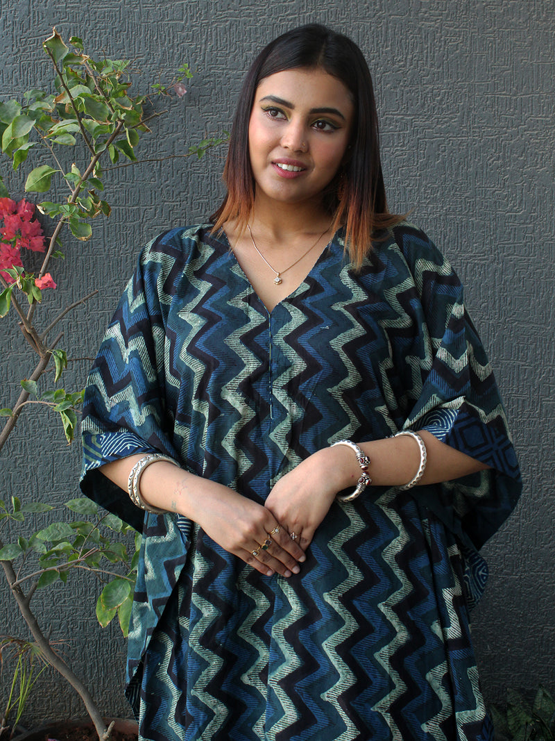 Meira Bagru Mul Cotton Kaftan and Palazzo Coord Set