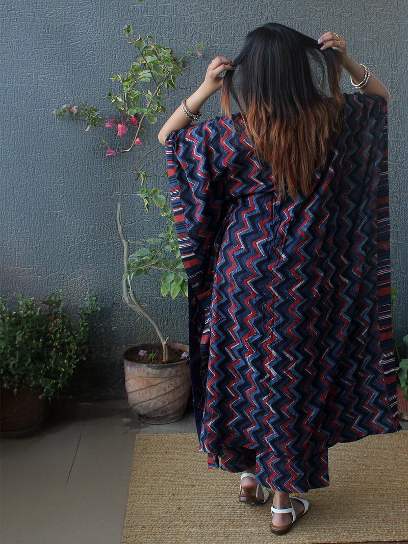 Jhiri Bagru Mul Cotton Kaftan and Palazzo Coord Set