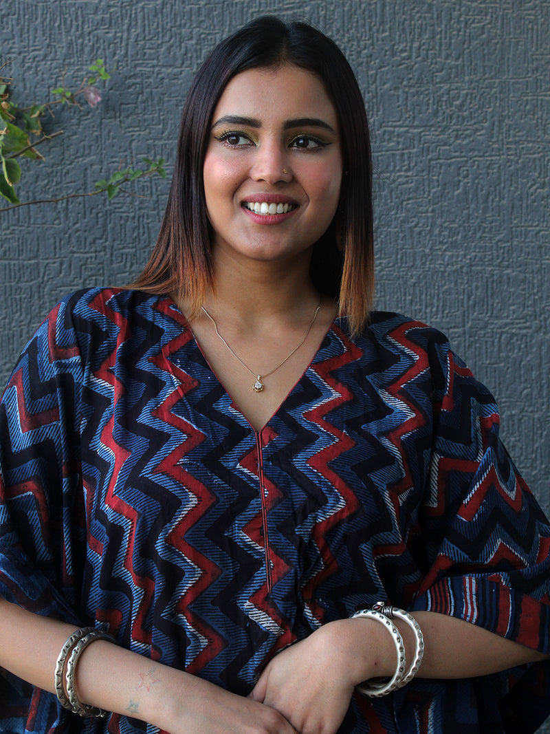 Jhiri Bagru Mul Cotton Kaftan and Palazzo Coord Set