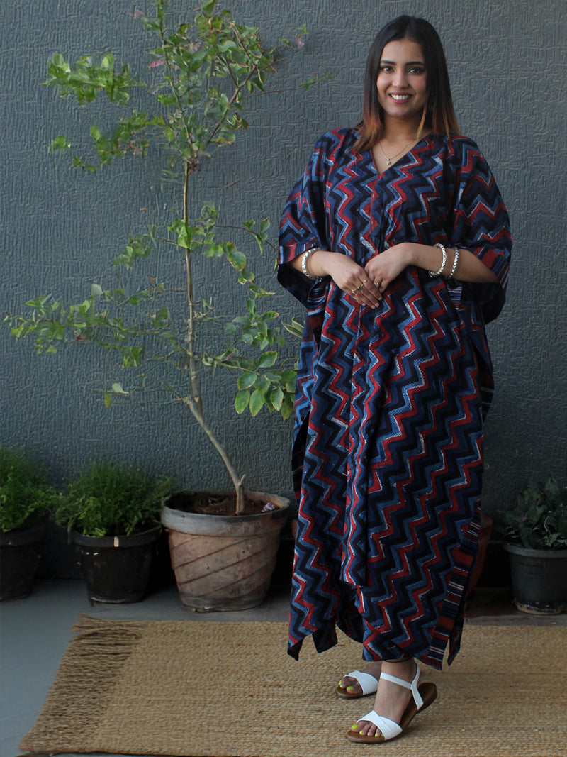 Jhiri Bagru Mul Cotton Kaftan and Palazzo Coord Set