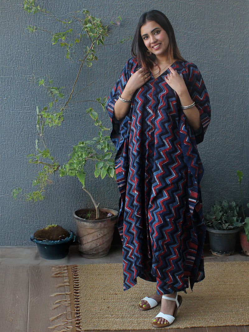 Jhiri Bagru Mul Cotton Kaftan and Palazzo Coord Set