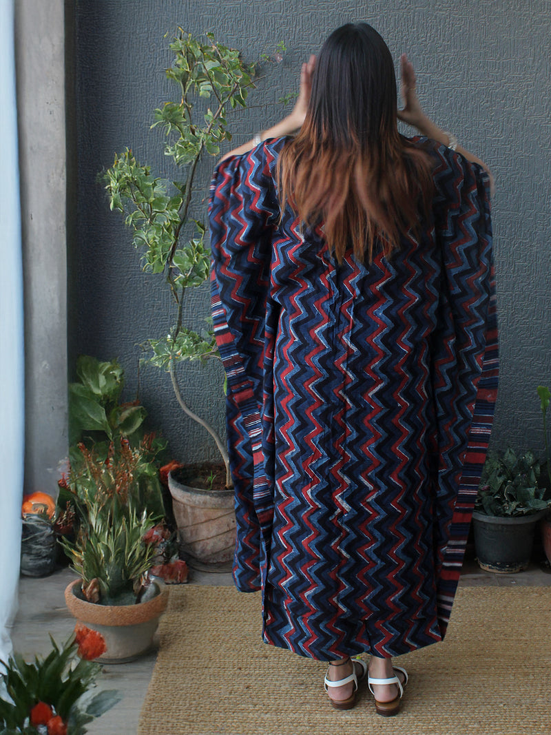 Jhiri Bagru Mul Cotton Kaftan and Palazzo Coord Set