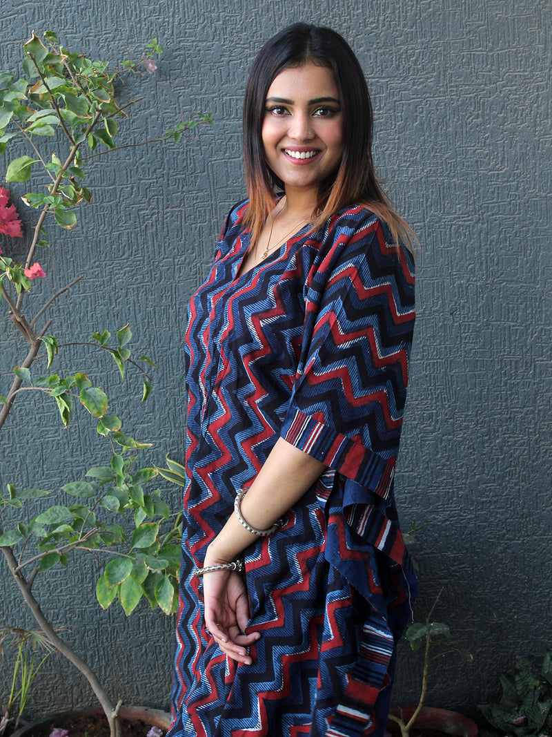 Jhiri Bagru Mul Cotton Kaftan and Palazzo Coord Set