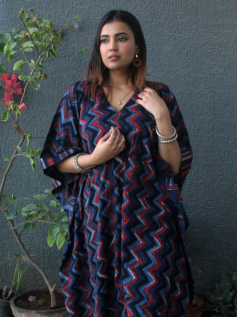 Jhiri Bagru Mul Cotton Kaftan and Palazzo Coord Set