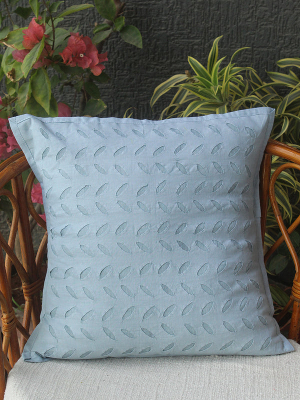 Blue Applique Cotton Cushion Cover (16 IN X 16 IN)