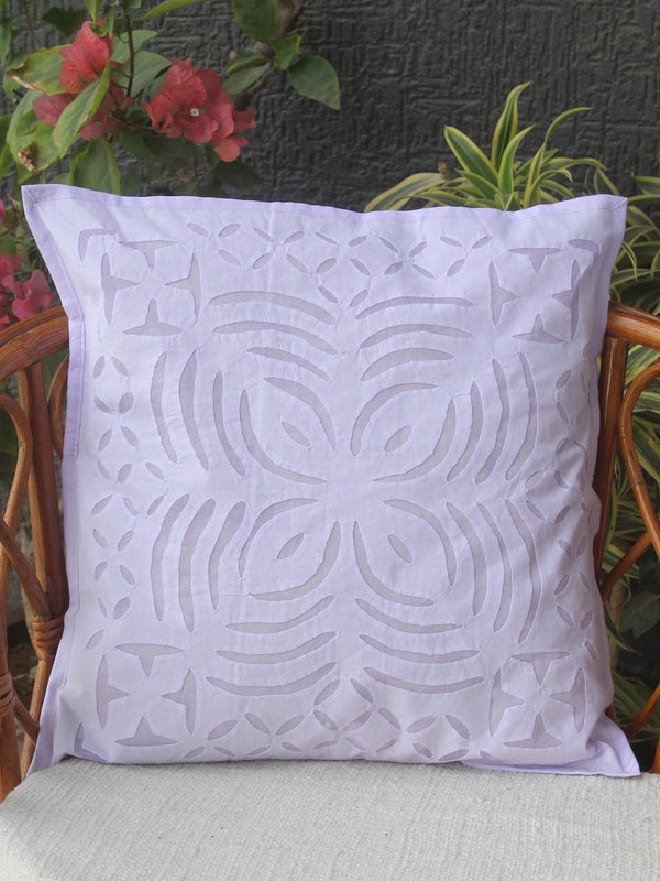 Lavender Applique Cotton Cushion Cover (16 IN X 16 IN)