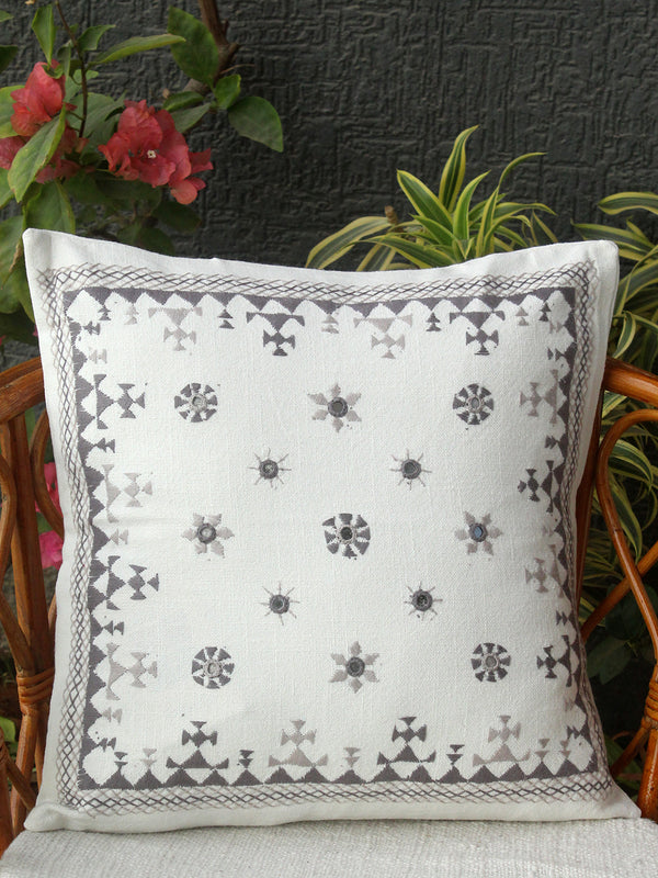 Soof Hand Embroidered Cotton Cushion Cover (16 inches x 16 inches)