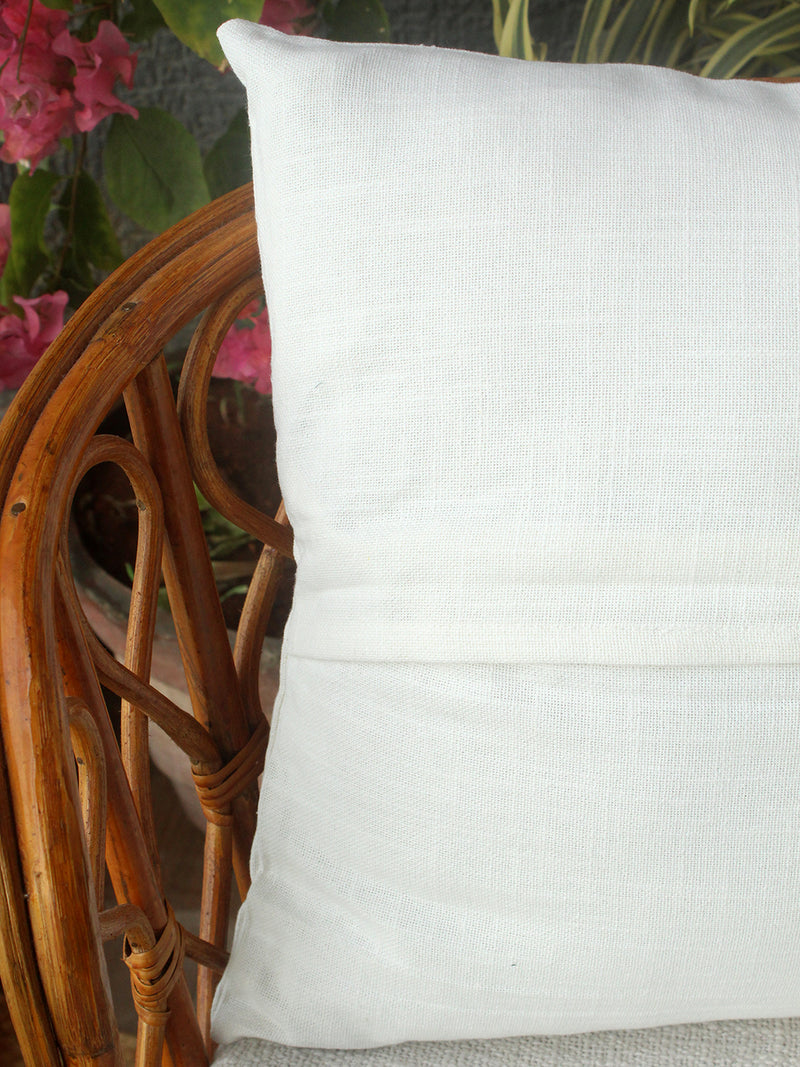 Soof Hand Embroidered Cotton Cushion Cover (16 inches x 16 inches)