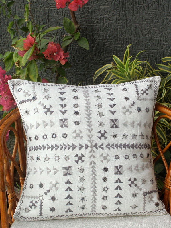 Soof Hand Embroidered Cotton Cushion Cover (16 inches x 16 inches)