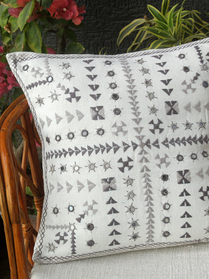 Soof Hand Embroidered Cotton Cushion Cover (16 inches x 16 inches)