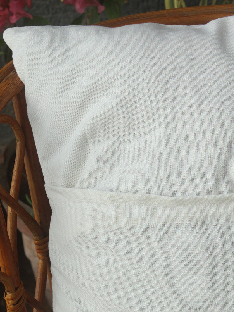 Soof Hand Embroidered Cotton Cushion Cover (16 inches x 16 inches)