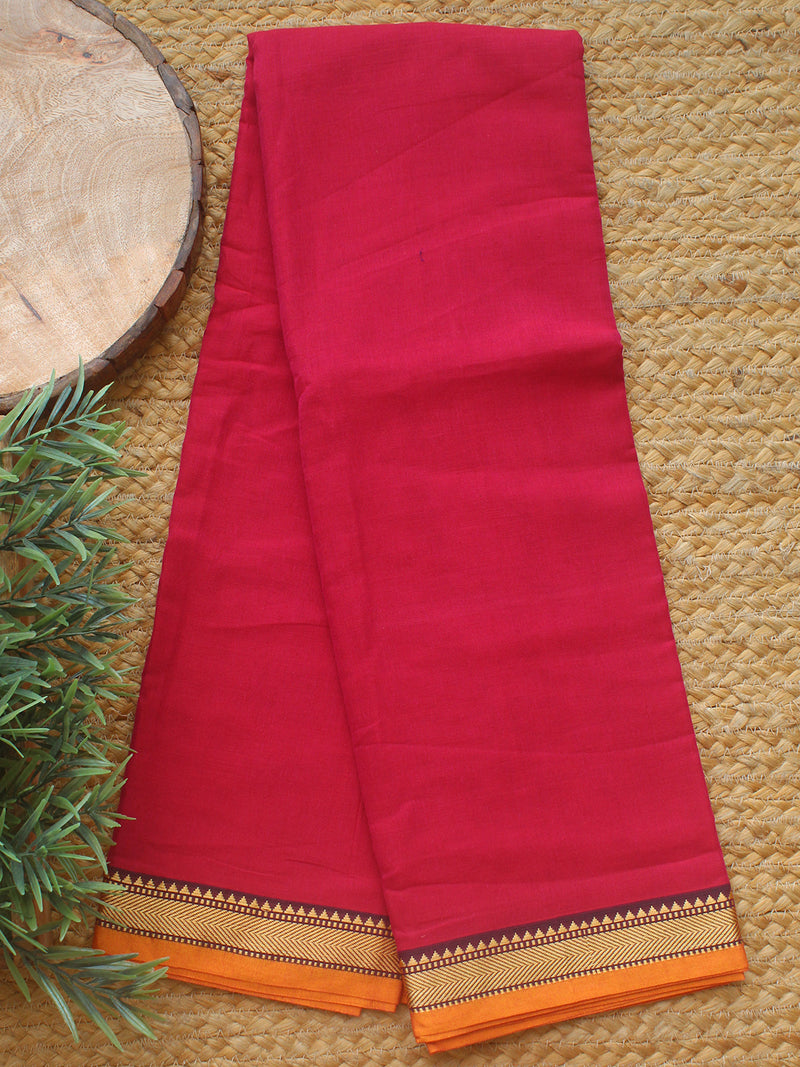 Pink Dharwad Cotton Dress Material With Woven Borders