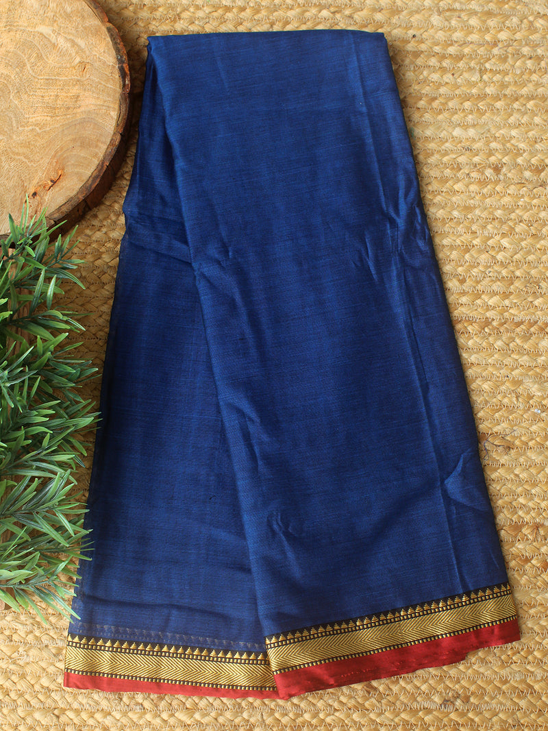 Blue Dharwad Cotton Dress Material With Woven Borders