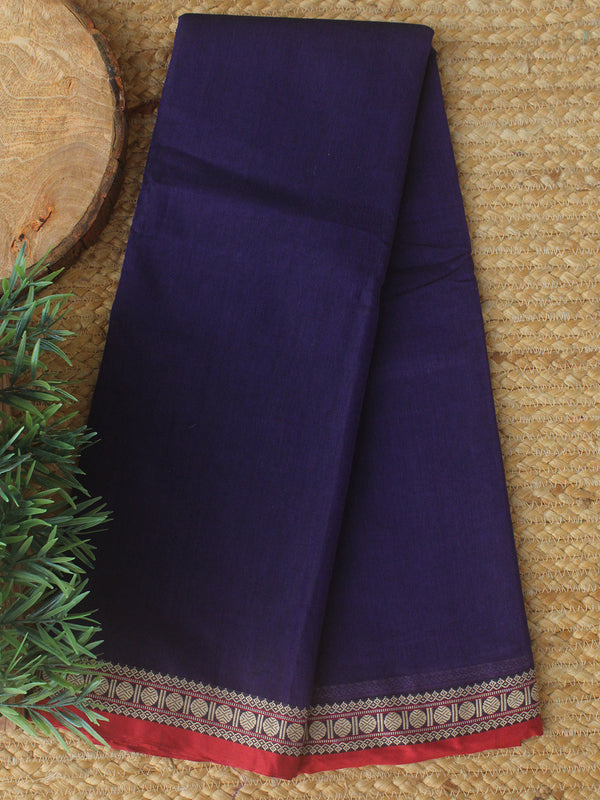 Purple Dharwad Cotton Dress Material With Woven Borders