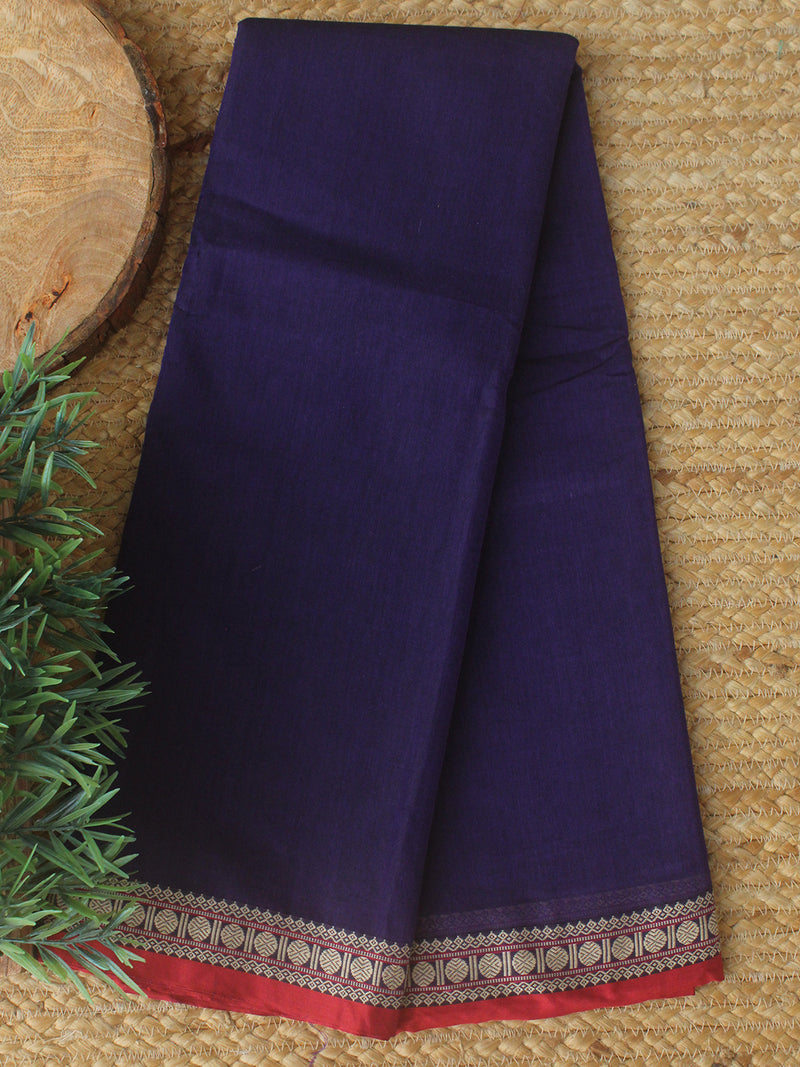 Purple Dharwad Cotton Dress Material With Woven Borders