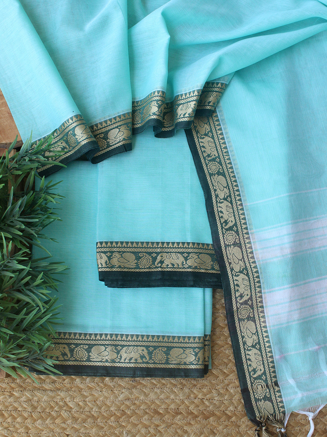 Darwan Color Sea Green Dharwad Cotton Dress Material With Woven Border – Weaves of ...