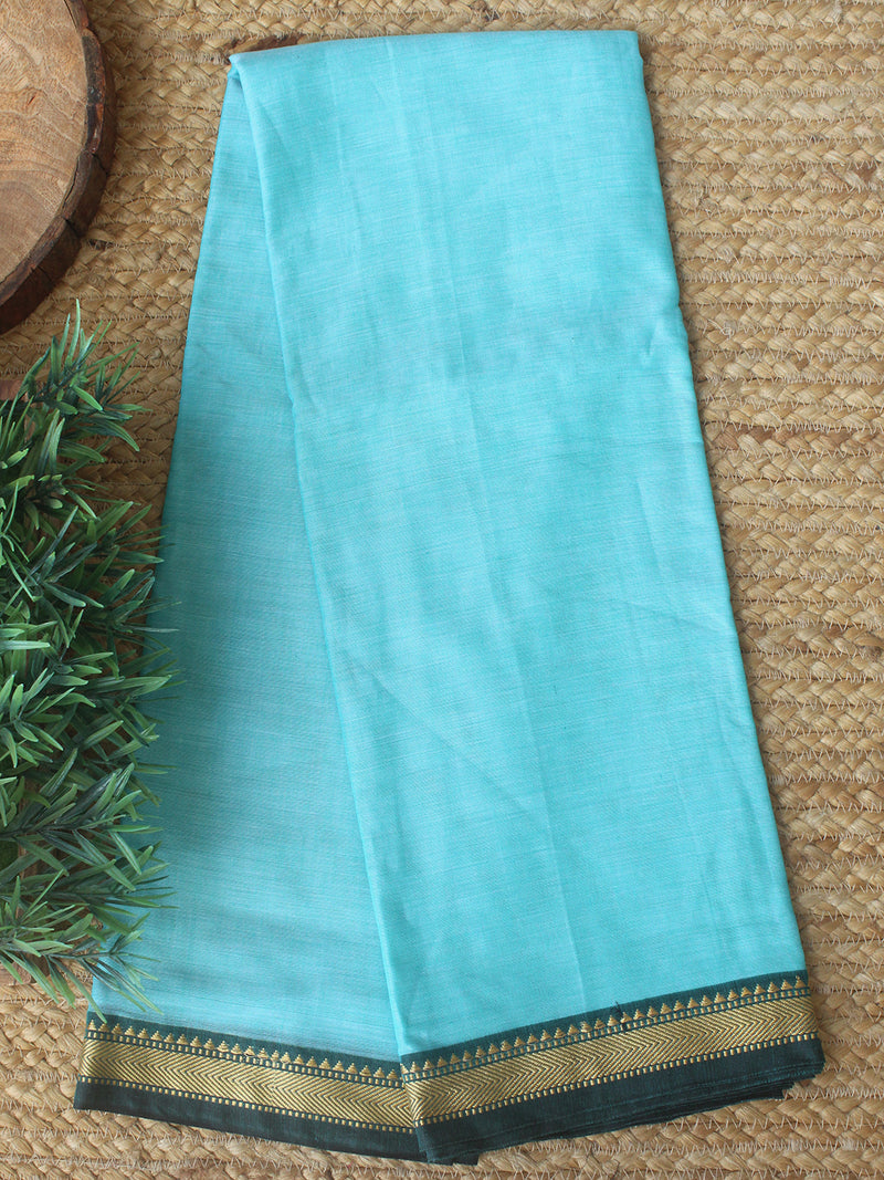 Sea Green Dharwad Cotton Dress Material With Woven Borders