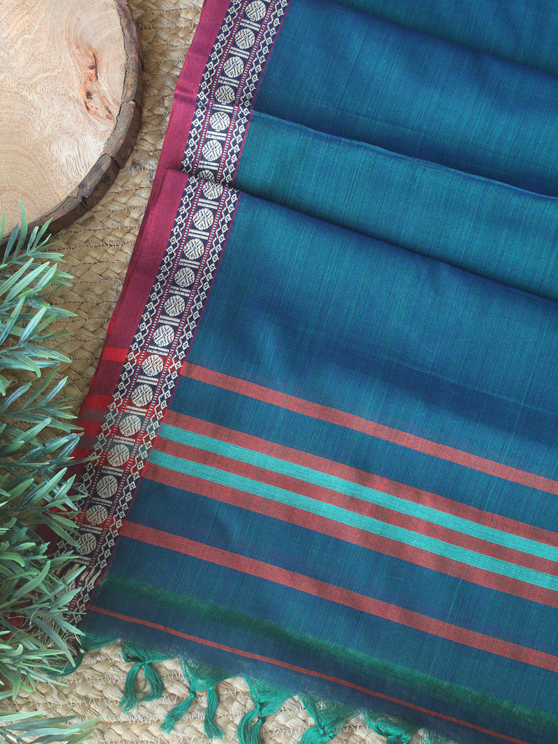 Darwan Color Blue and Green Dharwad Cotton Dress Material With Woven Border – Weaves ...