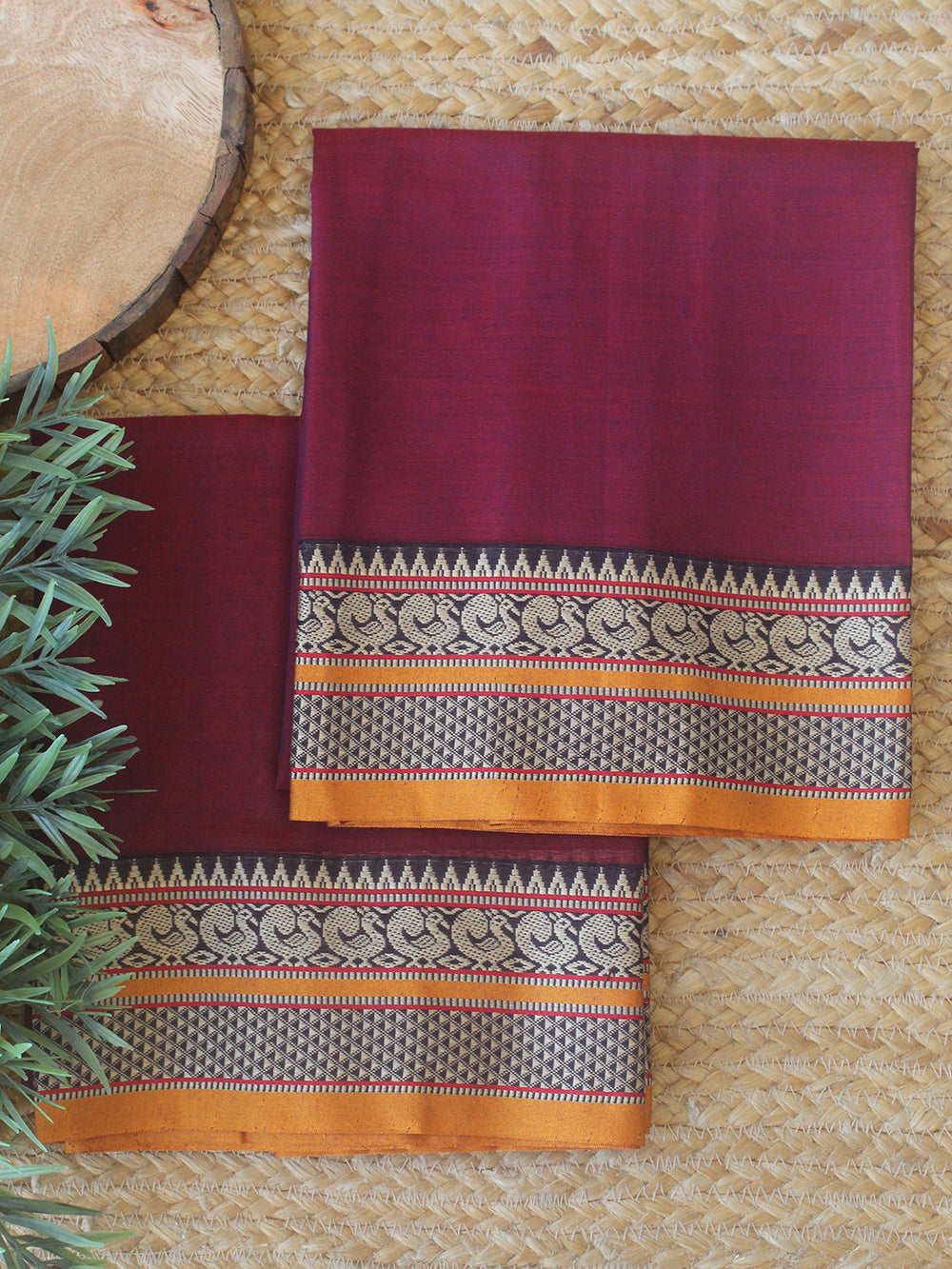 Magenta Dharwad Cotton Dress Material With Woven Borders  Weaves of  Tradition