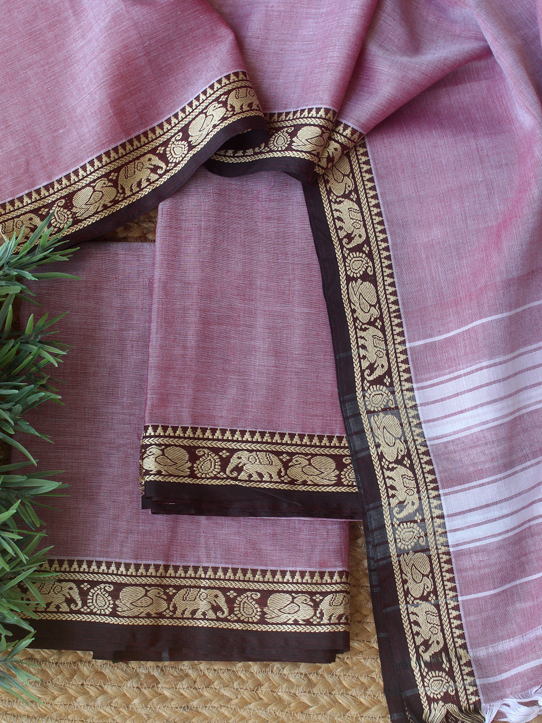 Darwan Color Purple and White Dharwad Cotton Dress Material With Woven Border ...