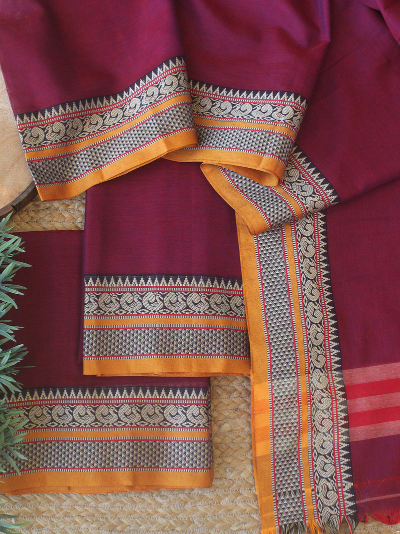 white christmas dresses Green Dharwad Cotton Dress Material – Weaves of Tradition main image 0