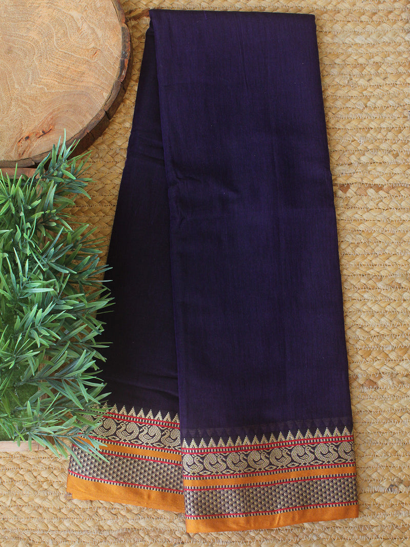 Purple Dharwad Cotton Dress Material With Woven Borders