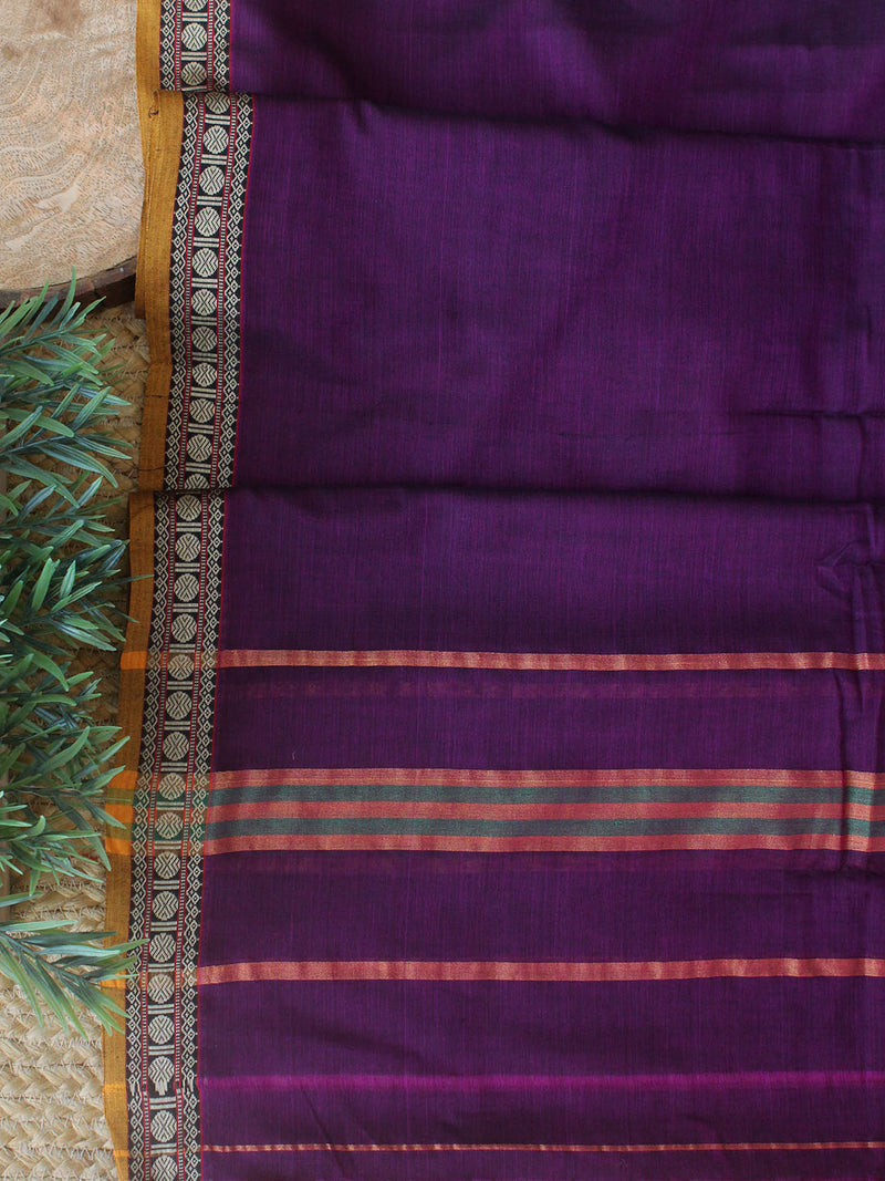 Purple Dharwad Cotton Dress Material With Woven Border – Weaves of ...
