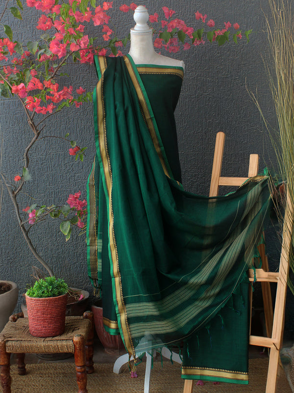 Green Dharwad Cotton Dress Material