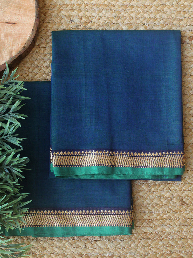 Blue Dharwad Cotton Dress Material – Weaves of Tradition