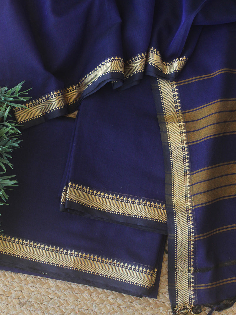 Purple Dharwad Cotton Dress Material With Woven Border – Weaves of ...