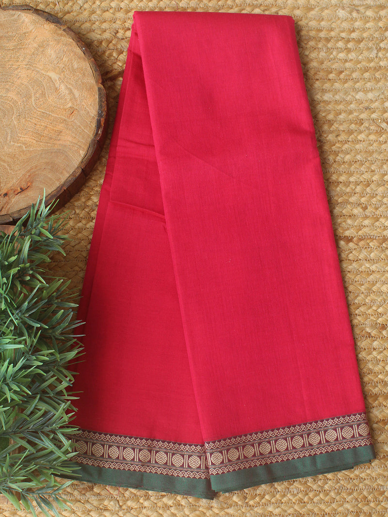Pink Dharwad Cotton Dress Material With Woven Borders